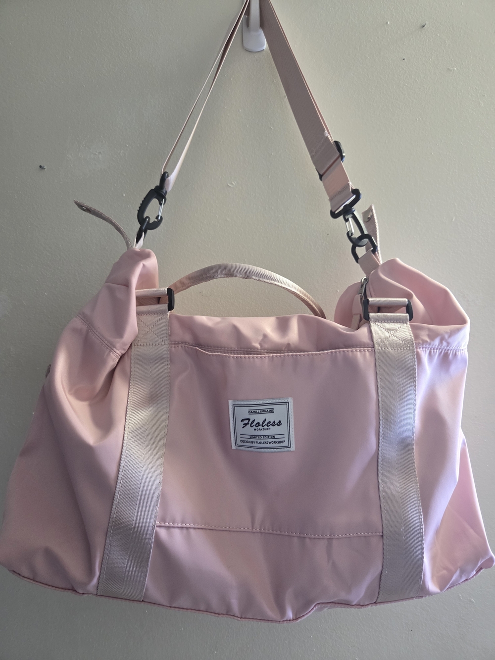 Floless Pale Pink Travel Duffel with Detachable Strap